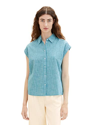 TOM TAILOR Damen 1036708 Basic Hemdbluse, 31668-Petrol Green, 46 von TOM TAILOR