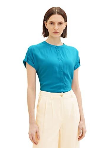 TOM TAILOR Damen 1036709 Loose Fit Bluse, 31668-Petrol Green, 32 von TOM TAILOR