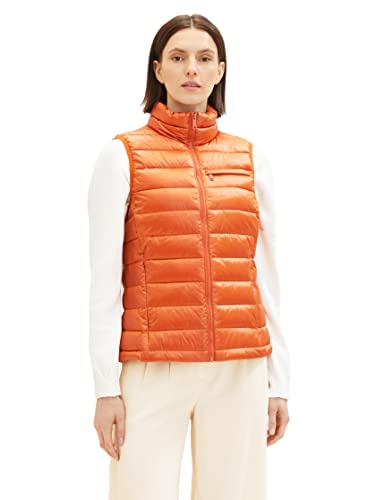 TOM TAILOR Damen 1036717 Lightweight Steppweste, 19772-gold Flame orange, L von TOM TAILOR