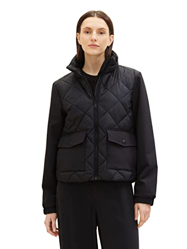 TOM TAILOR Damen 1036718 Steppjacke mit Stehkragen & Taschen, 14482-deep Black, XL von TOM TAILOR