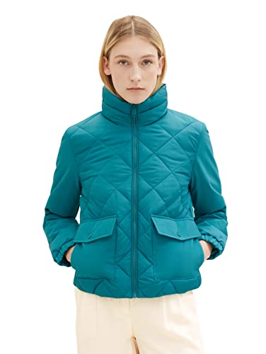 TOM TAILOR Damen 1036718 Steppjacke mit Stehkragen & Taschen, 21178-ever Green, L von TOM TAILOR