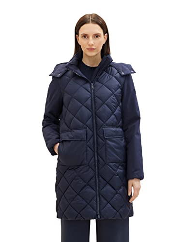 TOM TAILOR Damen 1036722 Steppmantel mit Abnehmbarer Kapuze & Taschen, 10668-sky Captain Blue, XXXL von TOM TAILOR