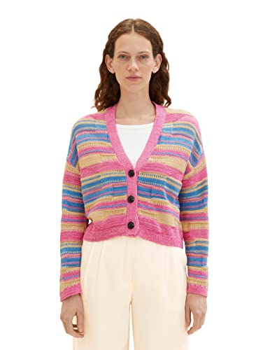 TOM TAILOR Damen 1036738 Cardigan Strickjacke, 31943 - Multicolored Knitted Stripe, M von TOM TAILOR