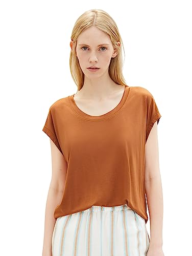 TOM TAILOR Damen 1036767 T-Shirt, 31650 - Terracotta Brown, S von TOM TAILOR