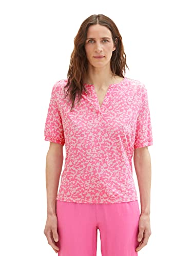 TOM TAILOR Damen 1036770 T-Shirt, 31745 - Pink Geo Design, XL von TOM TAILOR