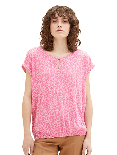 TOM TAILOR Damen 1036771 T-Shirt, 31745 - Pink Geo Design, S von TOM TAILOR