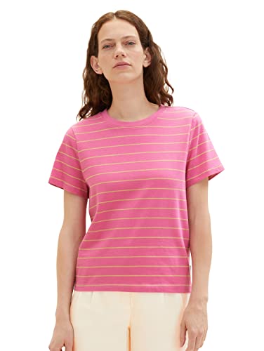TOM TAILOR Damen 1036772 T-Shirt, 31727 - Pink Sand Stripe, XS von TOM TAILOR