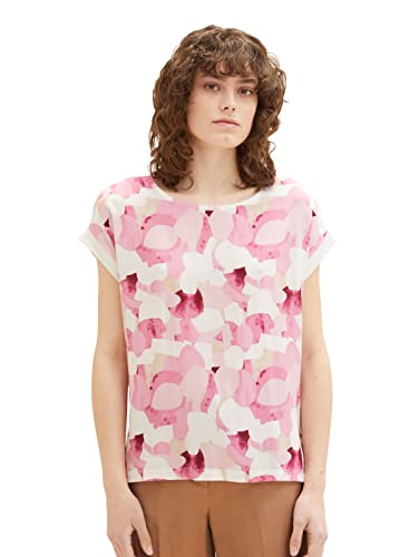 TOM TAILOR Damen 1036773 T-Shirt, 31803 - Pink Shapes Design, L von TOM TAILOR
