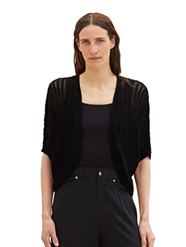 TOM TAILOR Damen 1036781 Bolero Strickjacke, 14482-Deep Black, XXL von TOM TAILOR