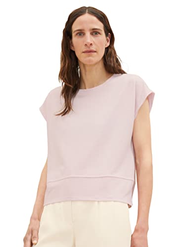 TOM TAILOR Damen 1036787 Cropped T-Shirt mit Struktur, 31651-Breeze Rose, L von TOM TAILOR