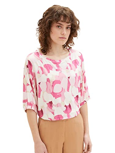 TOM TAILOR Damen 1036792 T-Shirt, 31803 - Pink Shapes Design, L von TOM TAILOR