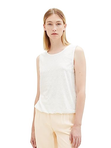 TOM TAILOR Damen 1036793 Top mit Muster, 10315-Whisper White, L von TOM TAILOR