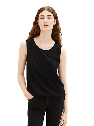 TOM TAILOR Damen 1036793 Top mit Muster, 14482-Deep Black, XS von TOM TAILOR