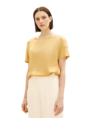 TOM TAILOR Damen 1036798 Satin Blusen T-Shirt, 31648-Fawn Beige, S von TOM TAILOR