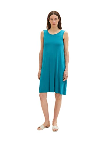 TOM TAILOR Damen 1036803 Basic Jerseykleid, 31668-Petrol Green, 36 von TOM TAILOR