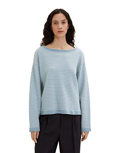 TOM TAILOR Damen 1036861 Pullover mit Struktur, 30838 - Tourmaline, L von TOM TAILOR