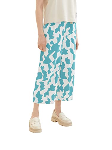 TOM TAILOR Damen 1036866 Culotte Hose, 32146-Petrol Big Abstract Design, 36W / 26L von TOM TAILOR