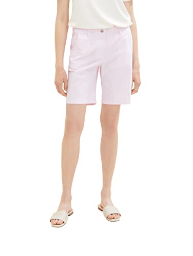 TOM TAILOR Damen 1036867 Chino Bermuda Shorts, 32177-Offwhite Pink Stripe, 34 von TOM TAILOR