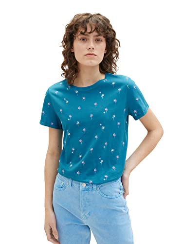 TOM TAILOR Damen 1036888 T-Shirt mit Print, 31999-Petrol Pink Palm Design, XXS TOM TAILOR Damen 1036888 T-Shirt mit Print, 31999-Petrol Pink Palm Design, XXS von TOM TAILOR