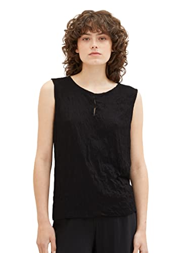 TOM TAILOR Damen 1036890 Crinkel Top mit Cut-Out, 14482-Deep Black, 3XL von TOM TAILOR