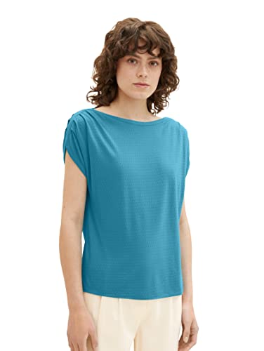 TOM TAILOR Damen 1036894 Basic T-Shirt mit Struktur, 31668-Petrol Green, L von TOM TAILOR