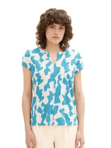 TOM TAILOR Damen 1036896 Blusen T-Shirt mit Muster, 32146-Petrol Big Abstract Design, XXL TOM TAILOR Damen 1036896 Blusen T-Shirt mit Muster, 32146-Petrol Big Abstract Design, XXL von TOM TAILOR