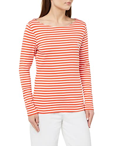 TOM TAILOR Damen 1036914 Langarmshirt mit Streifen, 32076 - Red Offwhite Stripe, 3XL von TOM TAILOR