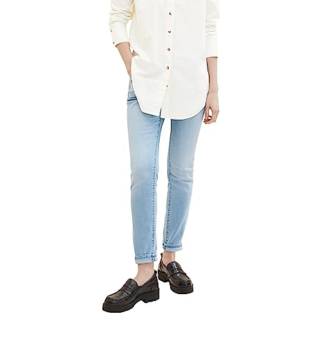 TOM TAILOR Damen 1036916 Tapered Relaxed Jeans, 10117 - Used Bleached Blue Denim, 30W / 32L von TOM TAILOR