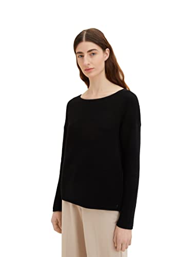 TOM TAILOR Damen 1036918 Sweater mit Struktur, 29999 - Black, M von TOM TAILOR