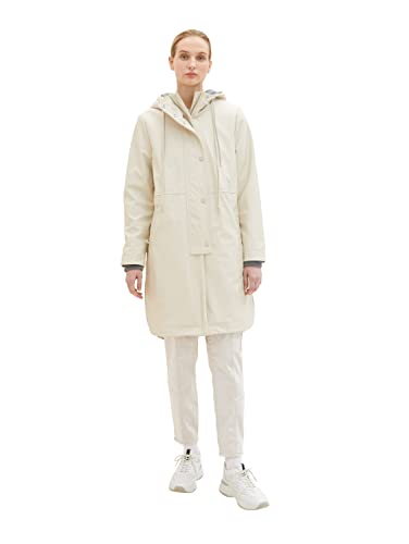 TOM TAILOR Damen 1036936 Regenmantel mit Kapuze, 10336 - Light Cashew Beige, XXL von TOM TAILOR