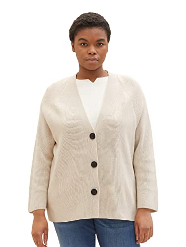 TOM TAILOR Damen 1037058 Plussize Cardigan Longstyle, 12365 - Dusty Beige, 52 Große Größen von TOM TAILOR