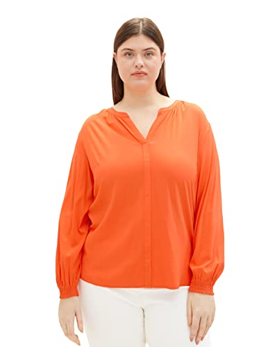 TOM TAILOR Damen 1037077 Plussize Basic Tunica Bluse, 15612 - Fever Red, 46 Große Größen von TOM TAILOR