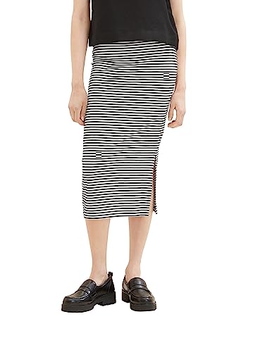 TOM TAILOR Damen 1037216 Jersey Rock mit Streifen, 32152-Black Thin Stripe, 34 von TOM TAILOR