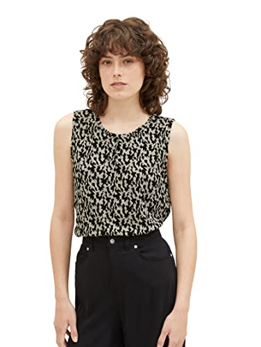 TOM TAILOR Damen 1037218 Top mit Muster, 32148-Black Small Abstract Design, XL von TOM TAILOR
