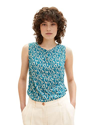 TOM TAILOR Damen 1037218 Top mit Muster, 32149-Petrol Small Abstract Design, L TOM TAILOR Damen 1037218 Top mit Muster, 32149-Petrol Small Abstract Design, L von TOM TAILOR