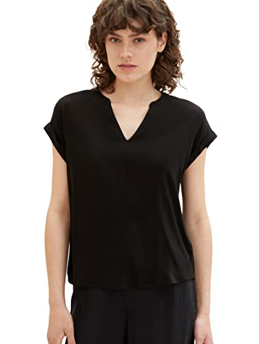 TOM TAILOR Damen 1037231 Basic Bluse, 14482-Deep Black, 36 von TOM TAILOR