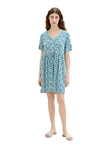 TOM TAILOR Damen 1037237 Kleid mit Muster, 32149-Petrol Small Abstract Design, 44 von TOM TAILOR