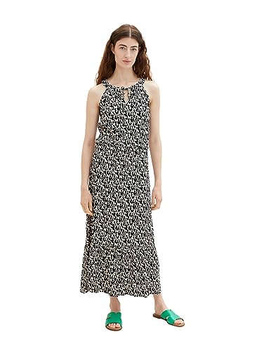 TOM TAILOR Damen 1037238 Maxikleid mit Volant, 32148-Black Small Abstract Design, 44 von TOM TAILOR
