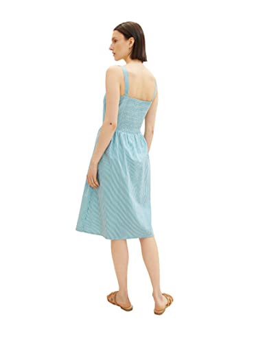 TOM TAILOR Damen 1037239 Sommerkleid mit Streifen, 32154-Petrol Seersucker Stripe, 32 von TOM TAILOR