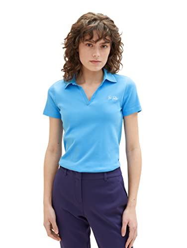 TOM TAILOR Damen 1037378 Poloshirt, 21184 - Soft Cloud Blue, XXL von TOM TAILOR