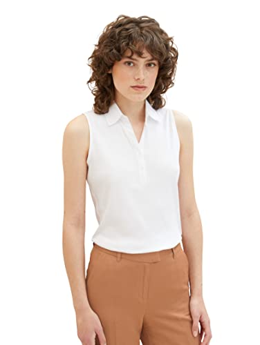 TOM TAILOR Damen 1037379 Polo Top, 20000-White, XXS von TOM TAILOR