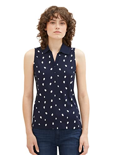 TOM TAILOR Damen 1037379 Polo Top, 32674-Navy Offwhite Dot Design, 3XL von TOM TAILOR