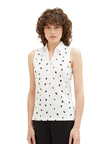 TOM TAILOR Damen 1037379 Polo Top, 32675-Offwhite Navy Dot Design, L von TOM TAILOR