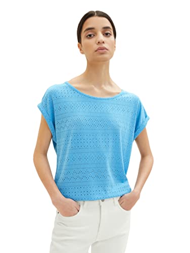 TOM TAILOR Damen 1037402 T-Shirt, 21184 - Soft Cloud Blue, XXS von TOM TAILOR