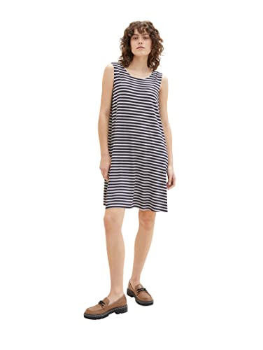 TOM TAILOR Damen 1037425 Kleid, 32703 - Navy Offwhite Stripe, 36 von TOM TAILOR