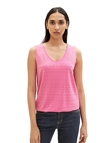 TOM TAILOR Damen 1037427 Top mit Bindedetail & Struktur, 31647-Nouveau Pink, XL von TOM TAILOR