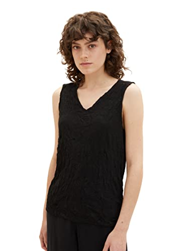 TOM TAILOR Damen 1037429 Top mit Crinkle-Struktur, 14482-Deep Black, M TOM TAILOR Damen 1037429 Top mit Crinkle-Struktur, 14482-Deep Black, M von TOM TAILOR