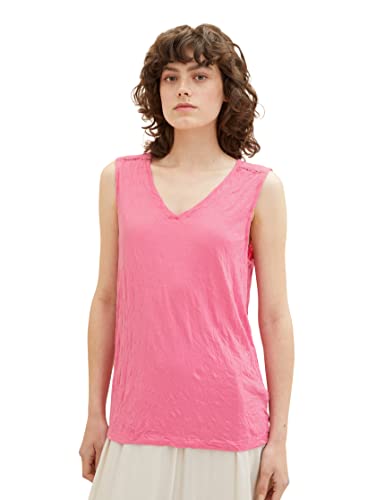 TOM TAILOR Damen 1037429 Top mit Crinkle-Struktur, 31647-Nouveau Pink, L von TOM TAILOR