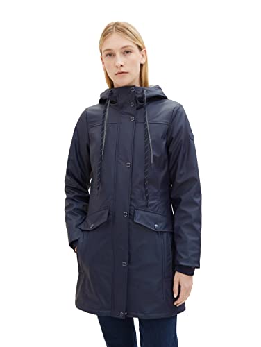 TOM TAILOR Damen 1037474 Regenmantel mit Kapuze, 30025-navy Midnight Blue, M von TOM TAILOR