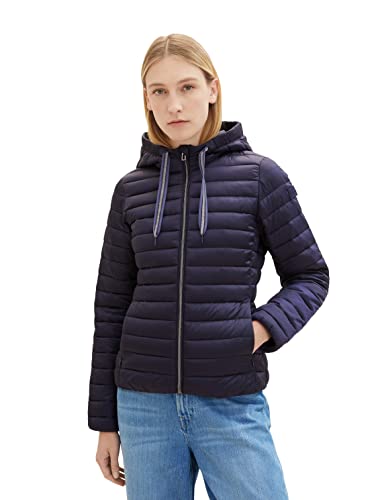 TOM TAILOR Damen 1037478 Lightweight Steppjacke mit Kapuze, 30025-navy Midnight Blue, L von TOM TAILOR